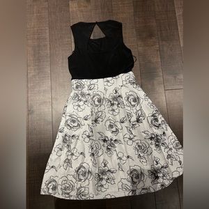 Formal Dress. Black top with white and black floral bottom